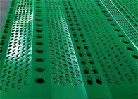 Green Galvanized Powder Coated Windbreak Fence Panel Panel perforated Bentuk lubang khusus