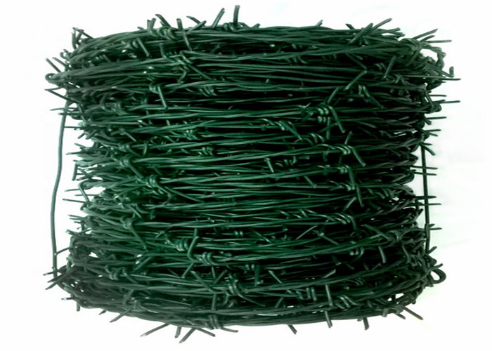 Green Pvc Coated Double Strand Twisted Barbed Wire Penggunaan Pertanian